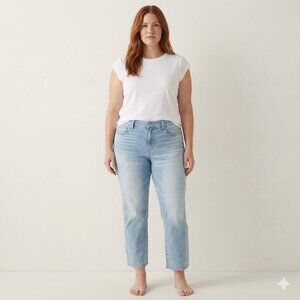 Lucky Brand Sweet Mid Rise Crop Jeans 16/33 Light Wash Raw Hem Stretch Denim EUC